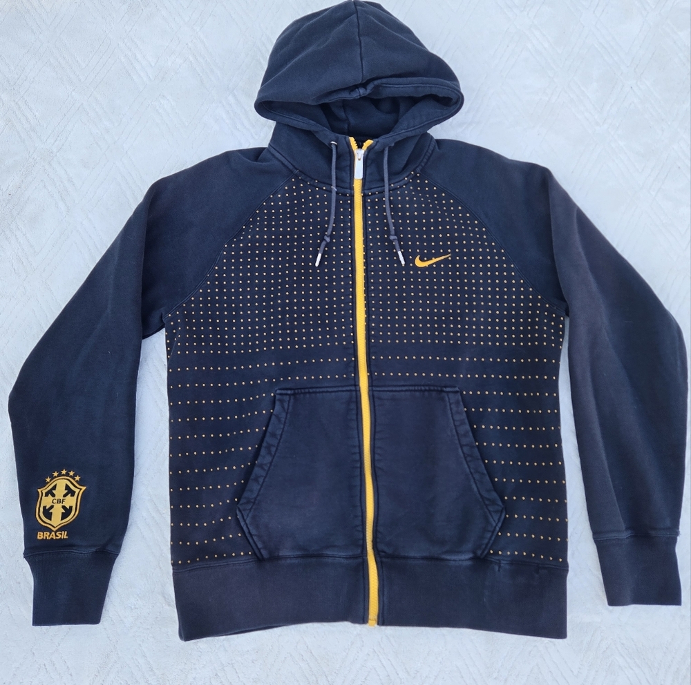 Vintage Nike Brazil Hoodie 2010 World Cup Sample SS Sun Faded Rare CBF Brasil M